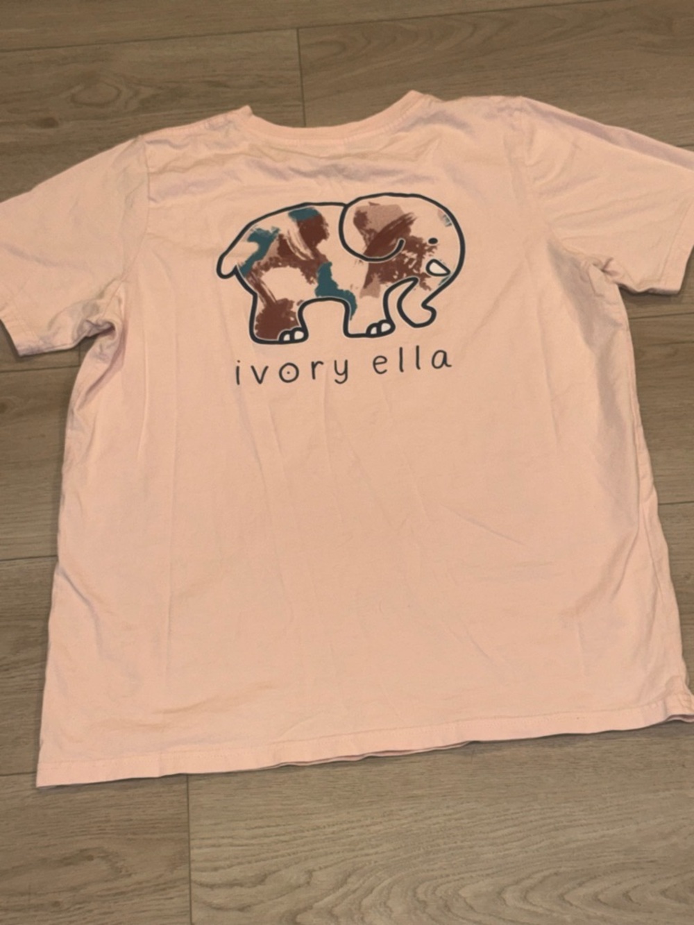 Ivory Ella Pink Graphic Elephant Tee Short Sleeve Size Large